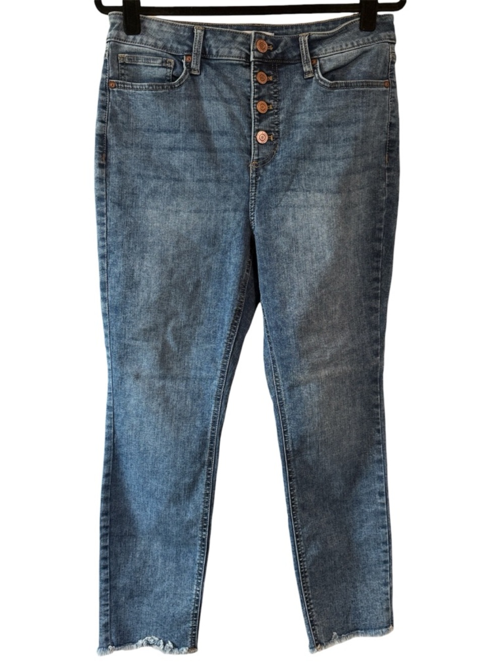 LC Lauren Conrad Exposed Button Fly High Rise Skinny Ankle Jeans